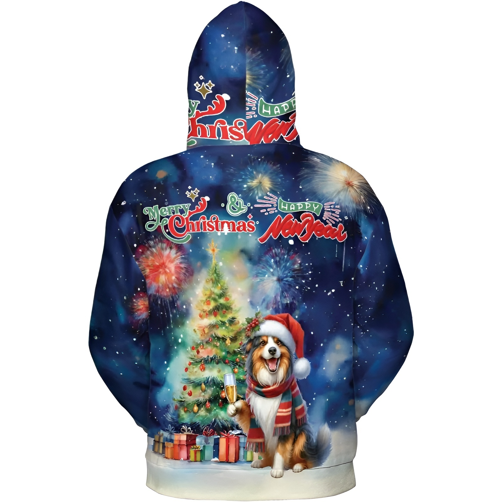Christmas New Year Santa Dog Holiday Hoodie