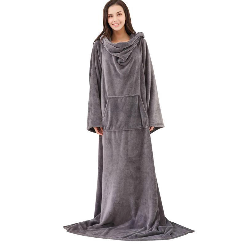 The Long and Warm Solid Fleece Oversized Blanket Hoodie-Soco Hoodie