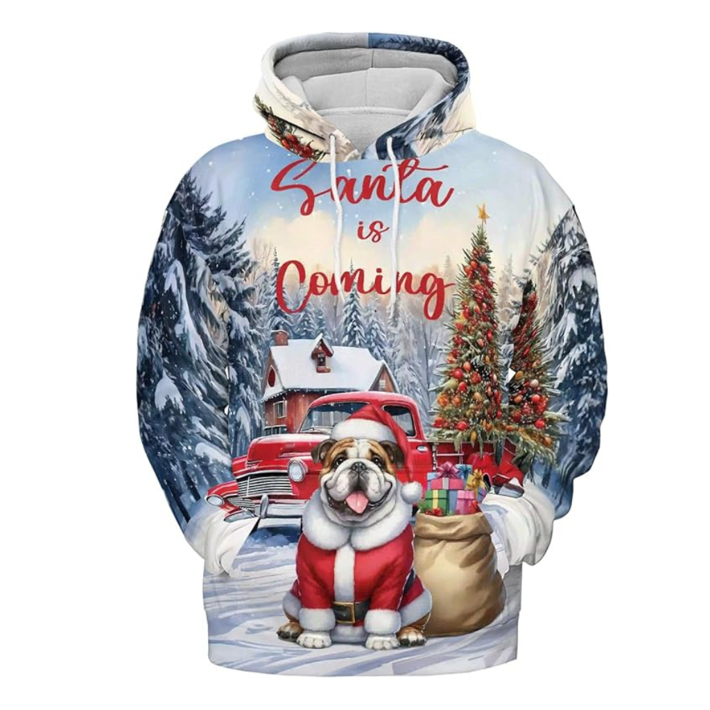 Christmas Santa Dog Truck Tree All Over Print 3D Zip Hoodie