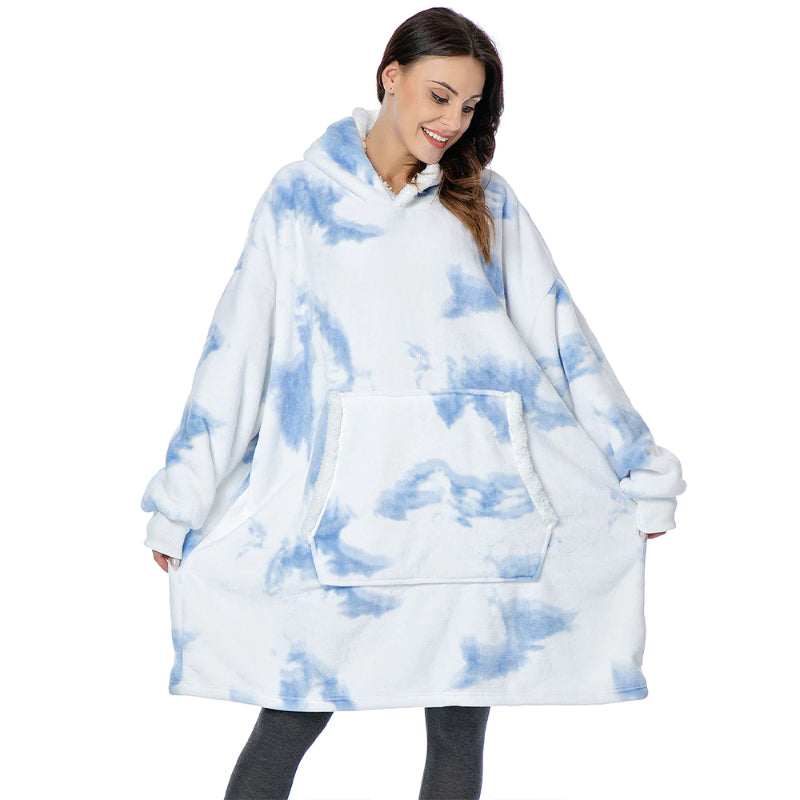 Tie And Dye Oversized Fleece Blanket Hoodie Wearable Blanket-Soco Hoodie
