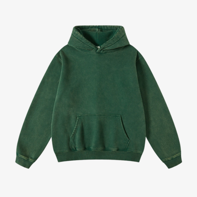 Comfortable Pullover Hoodie With Pocket Dark Green