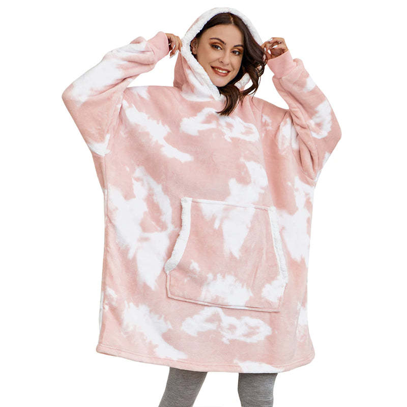 Tie And Dye Oversized Fleece Blanket Hoodie Wearable Blanket-Soco Hoodie