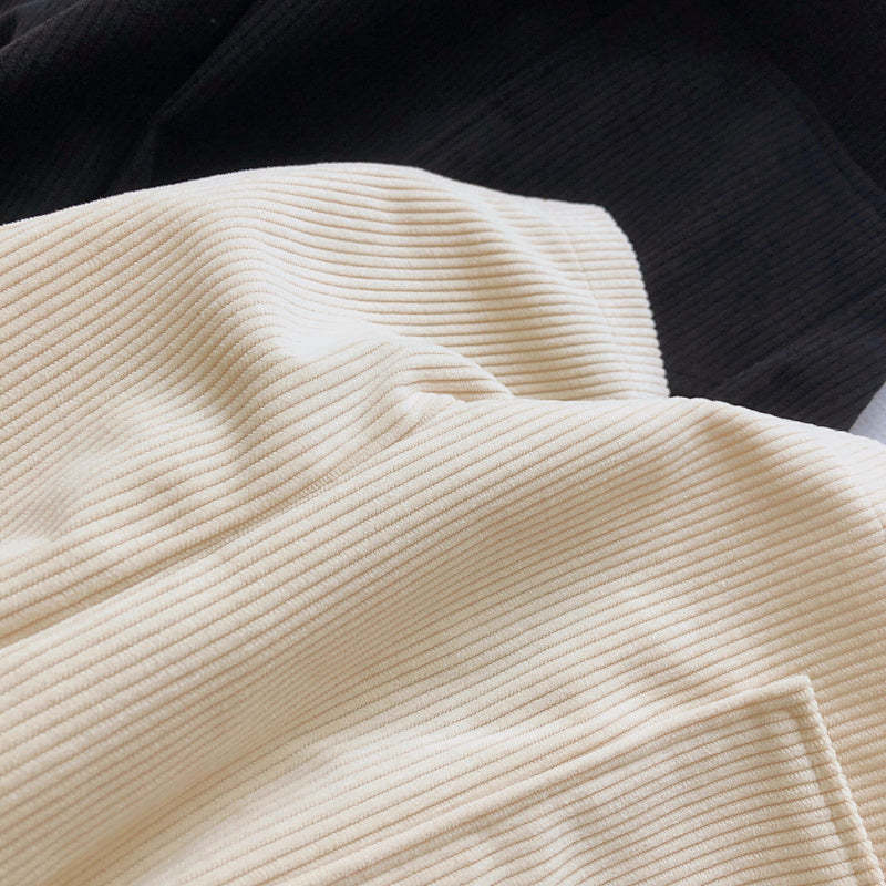 Women Corduroy Casual Straight Shorts With Belt-Soco Hoodie