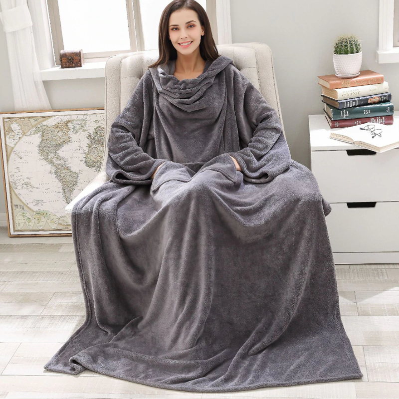 The Long and Warm Solid Fleece Oversized Blanket Hoodie-Soco Hoodie