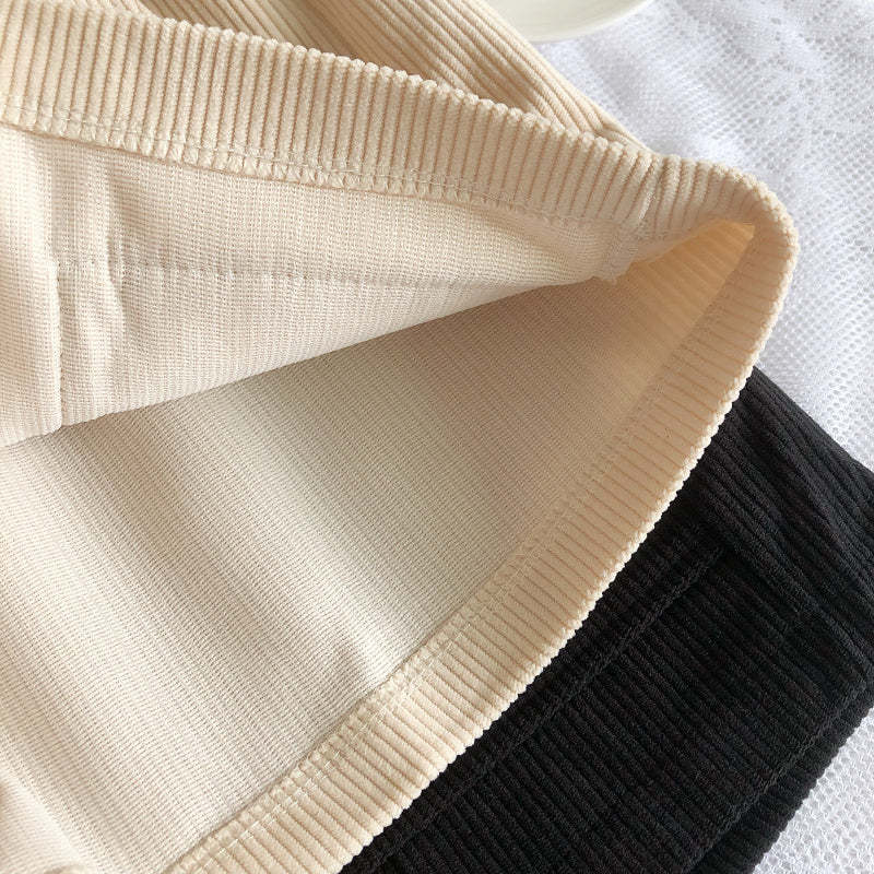 Women Corduroy Casual Straight Shorts With Belt-Soco Hoodie