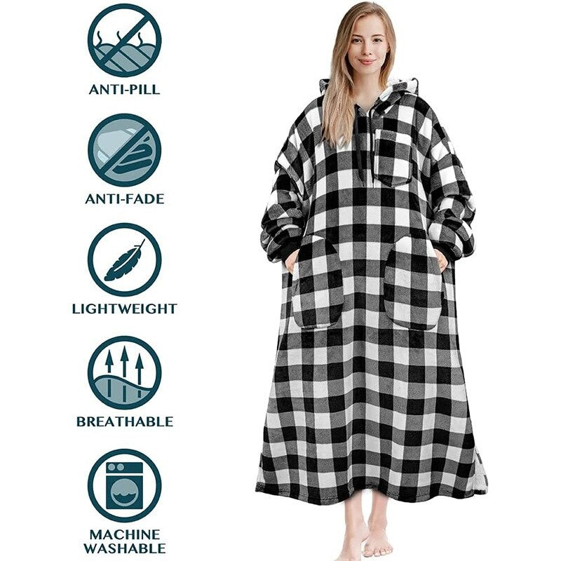 Warm Flannel Oversized Long Hoodies-Soco Hoodie