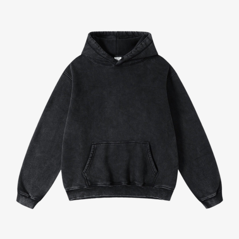 Comfortable Pullover Hoodie With Pocket Black
