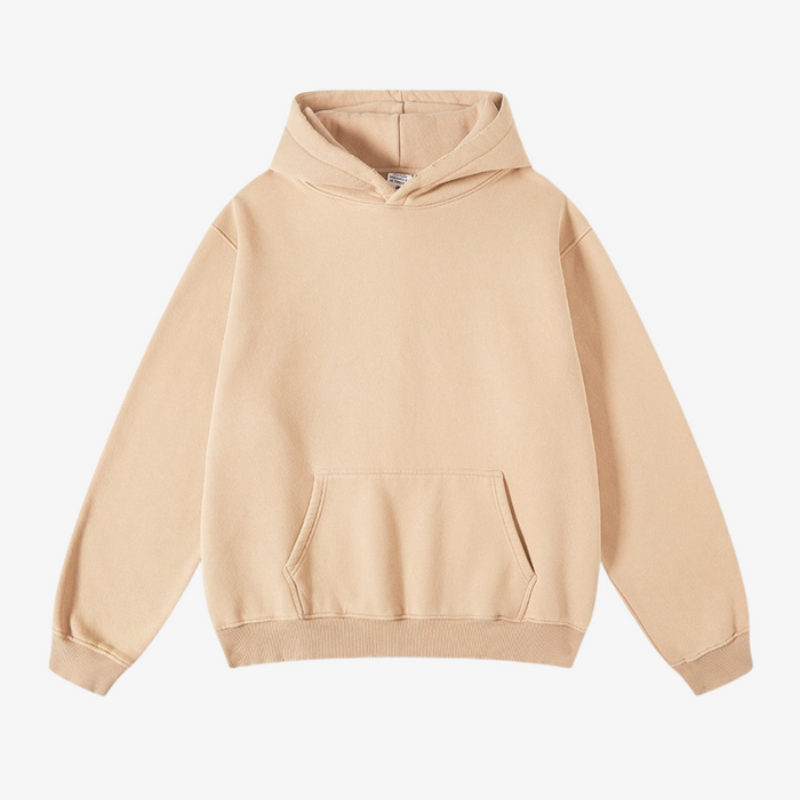 Comfortable Pullover Hoodie With Pocket Khaki