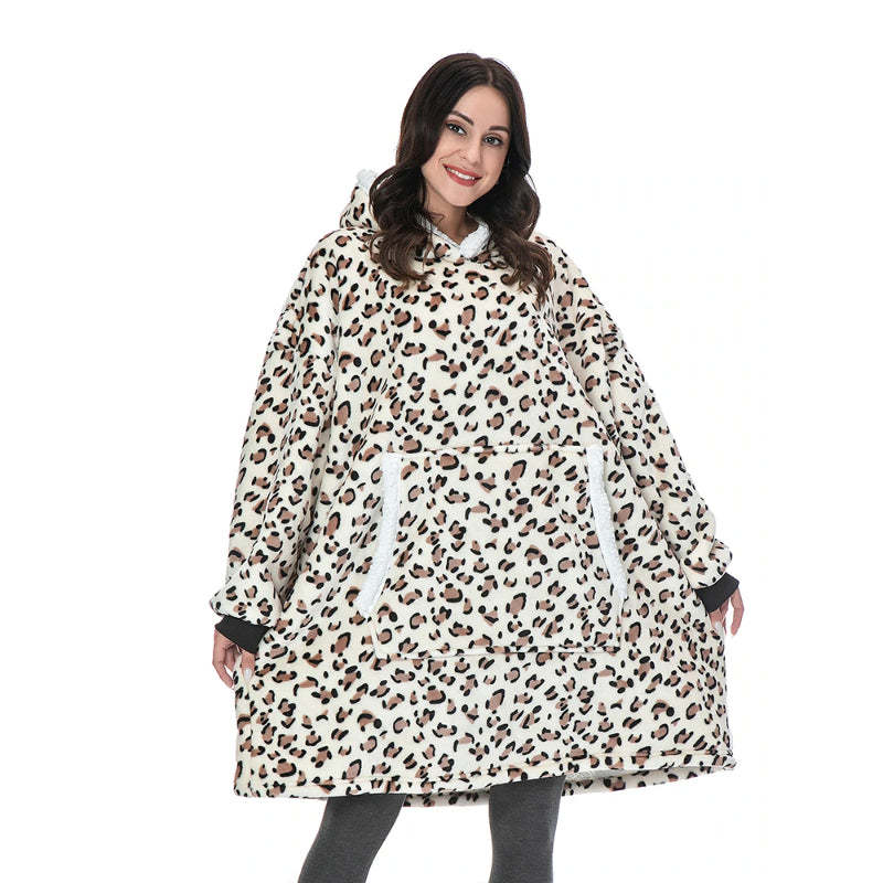 Printed Oversized Fleece Hoodie Wearable Blanket-Soco Hoodie