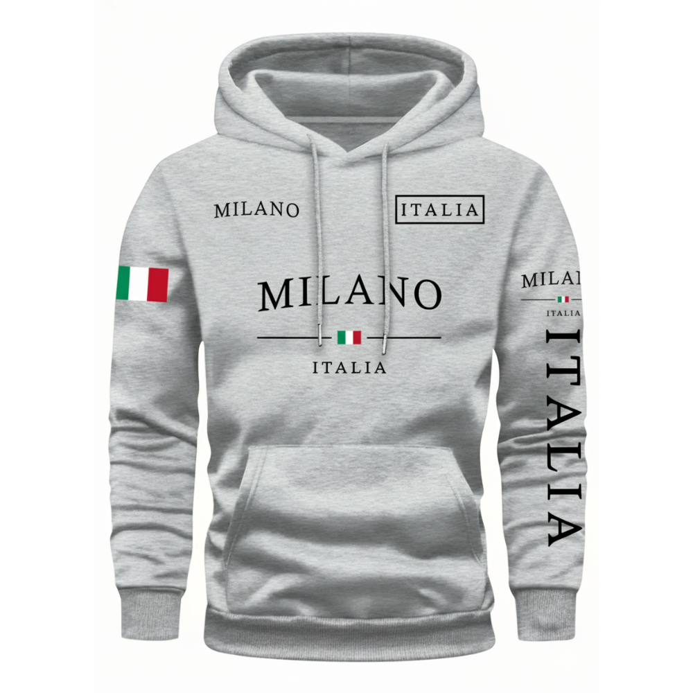 Milan Flag Inspired Geometric Print Hoodies For Couples