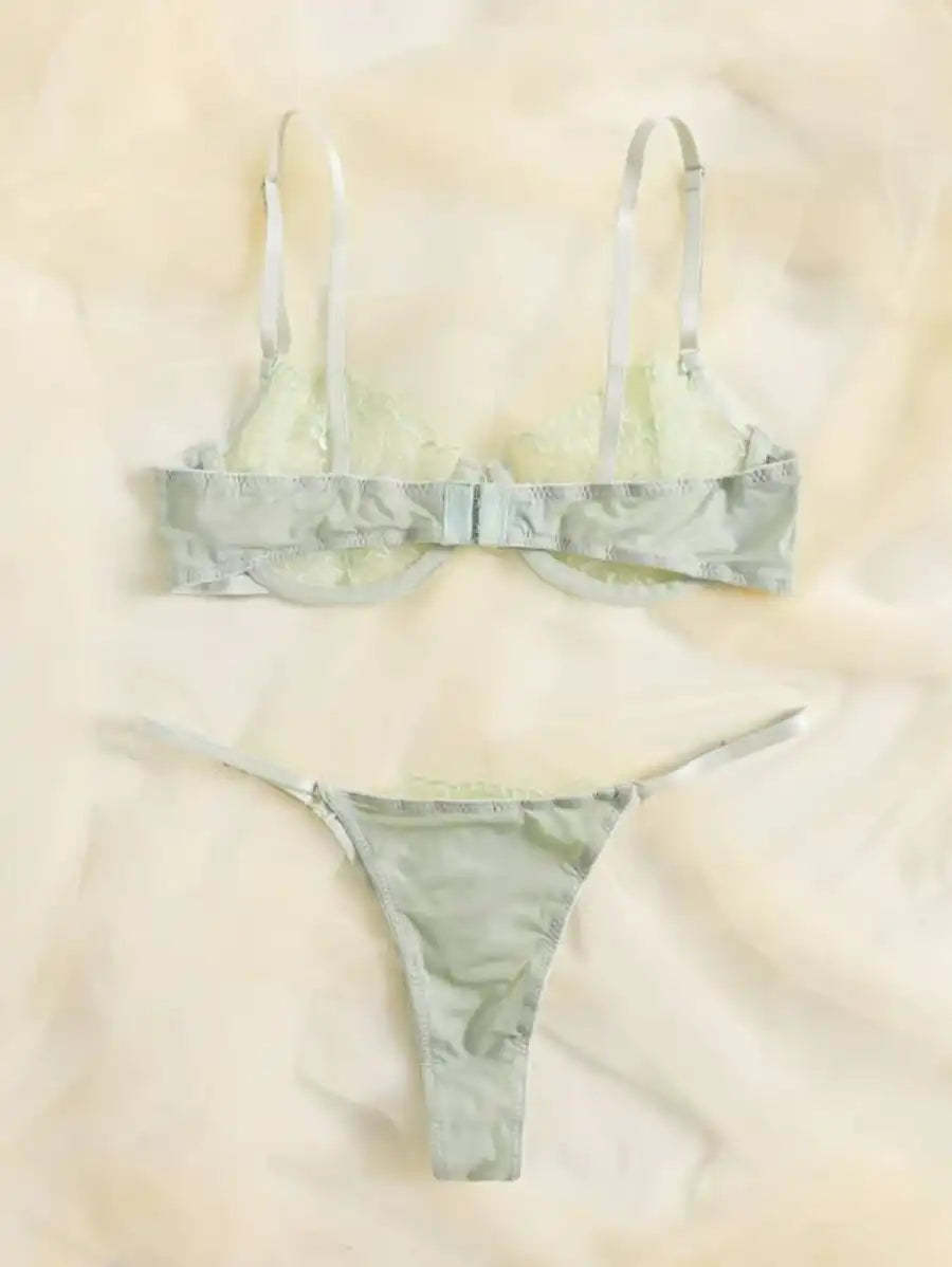 Sheer Mesh Embroidered Underwire Lingerie Set-Soco Hoodie