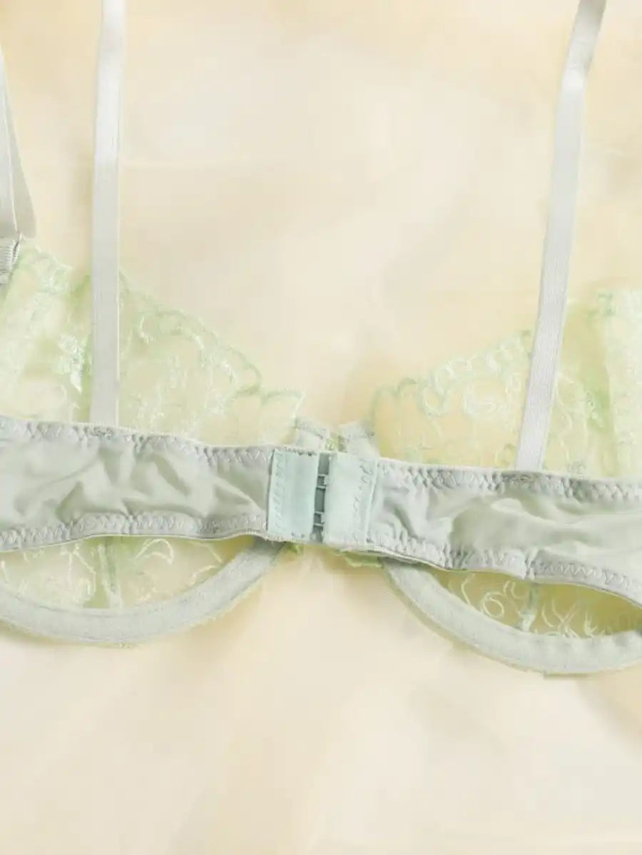 Sheer Mesh Embroidered Underwire Lingerie Set-Soco Hoodie