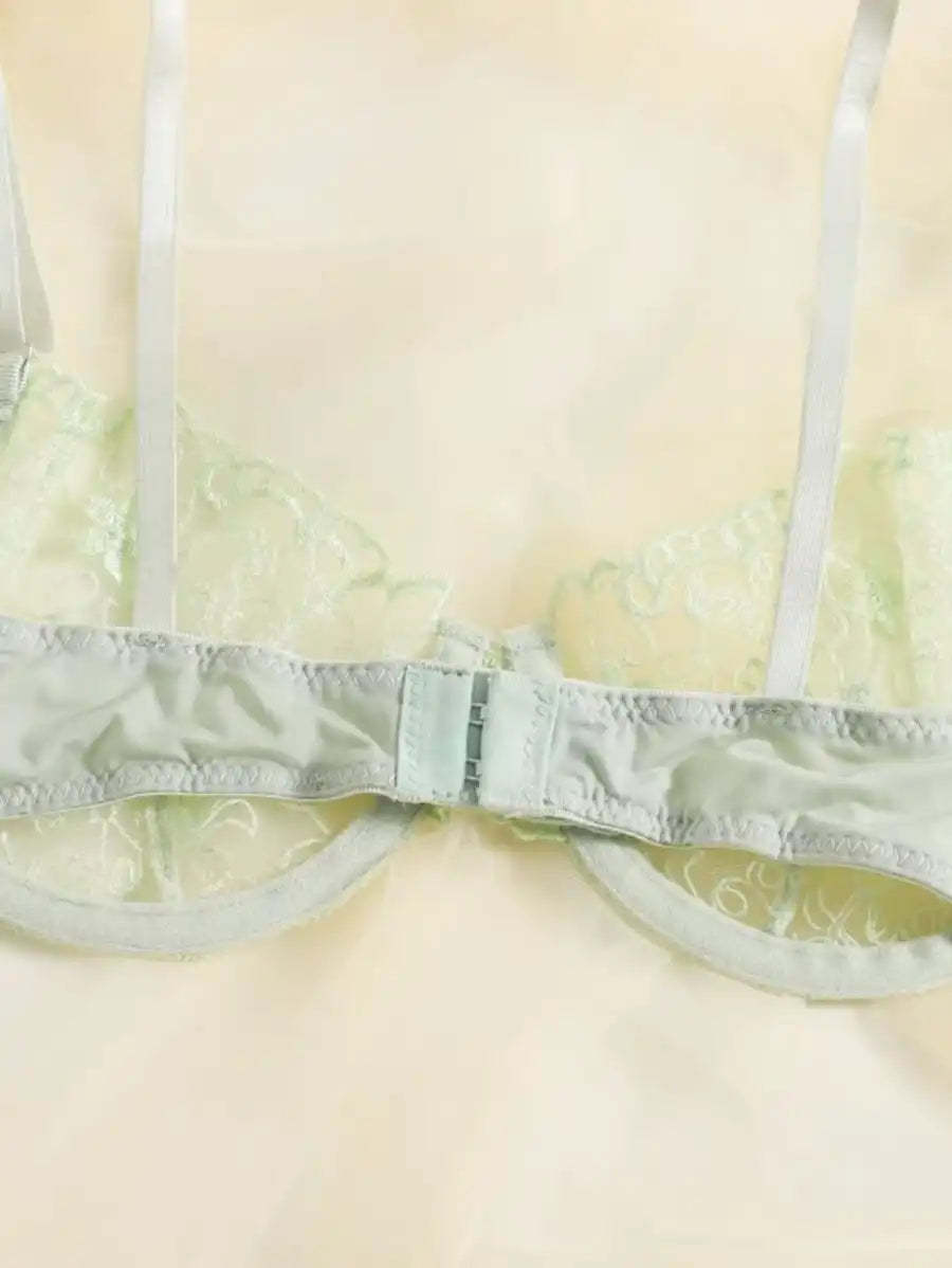 Sheer Mesh Embroidered Underwire Lingerie Set-Soco Hoodie