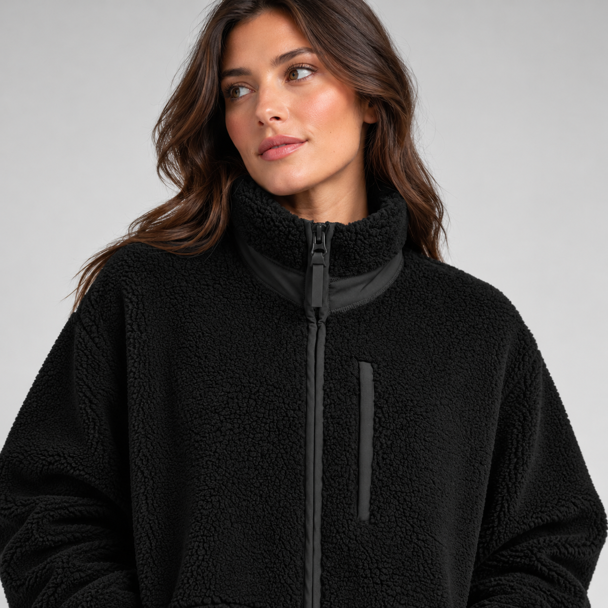 Modern Everyday Classic Teddy Fleece Full Zip Jacket For Women