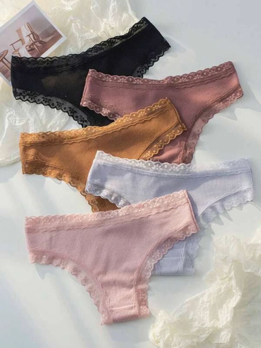 Pack Of 5 Contrast Lace Panty-Soco Hoodie