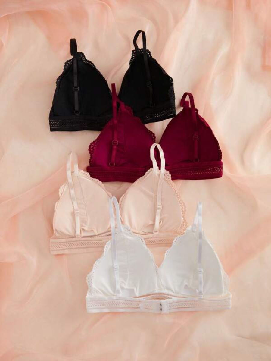 Pack Of 4 Floral Lace Design Bra Set-Soco Hoodie