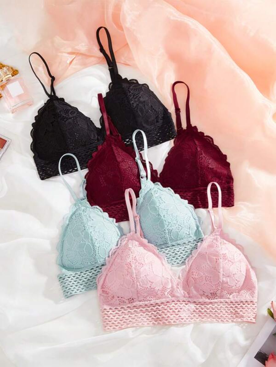 Pack Of 4 Floral Pattern Bra Set-Soco Hoodie