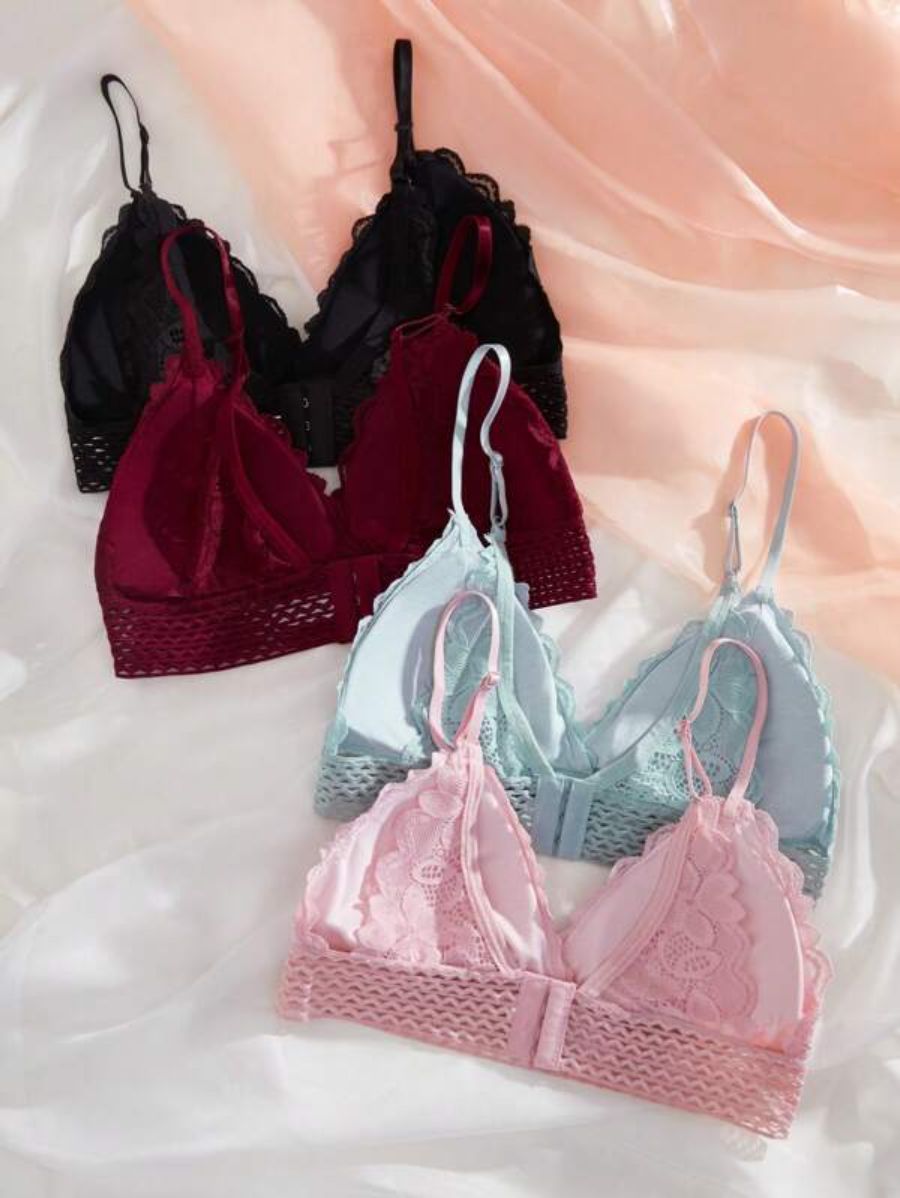 Pack Of 4 Floral Pattern Bra Set-Soco Hoodie