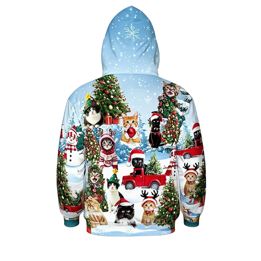 All Over Santa Costume Print Hoodie With Pocket