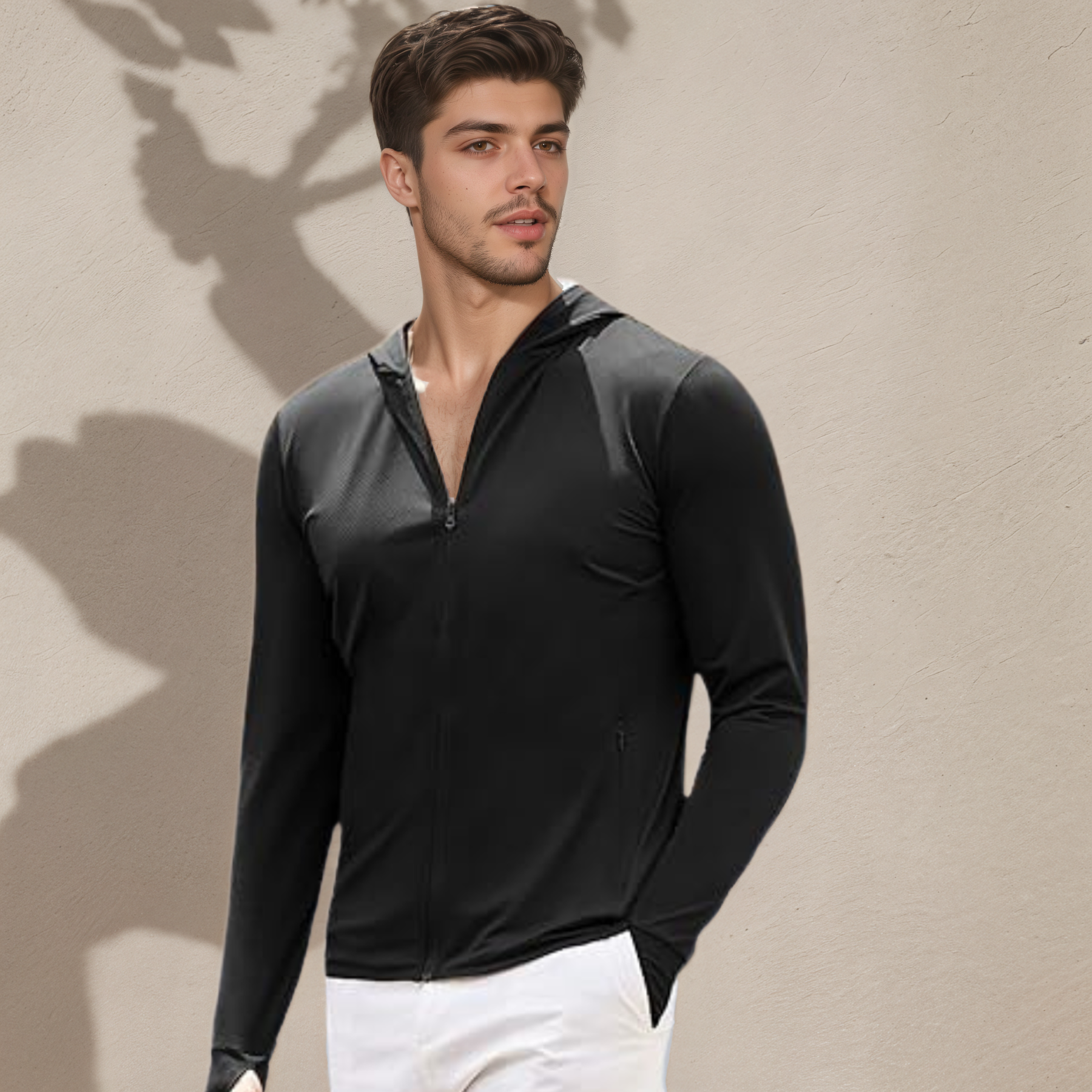 Men Full Zip UPF 50 Sun Protection Hoodie Lightweight Long Sleeve Jacket with Pockets