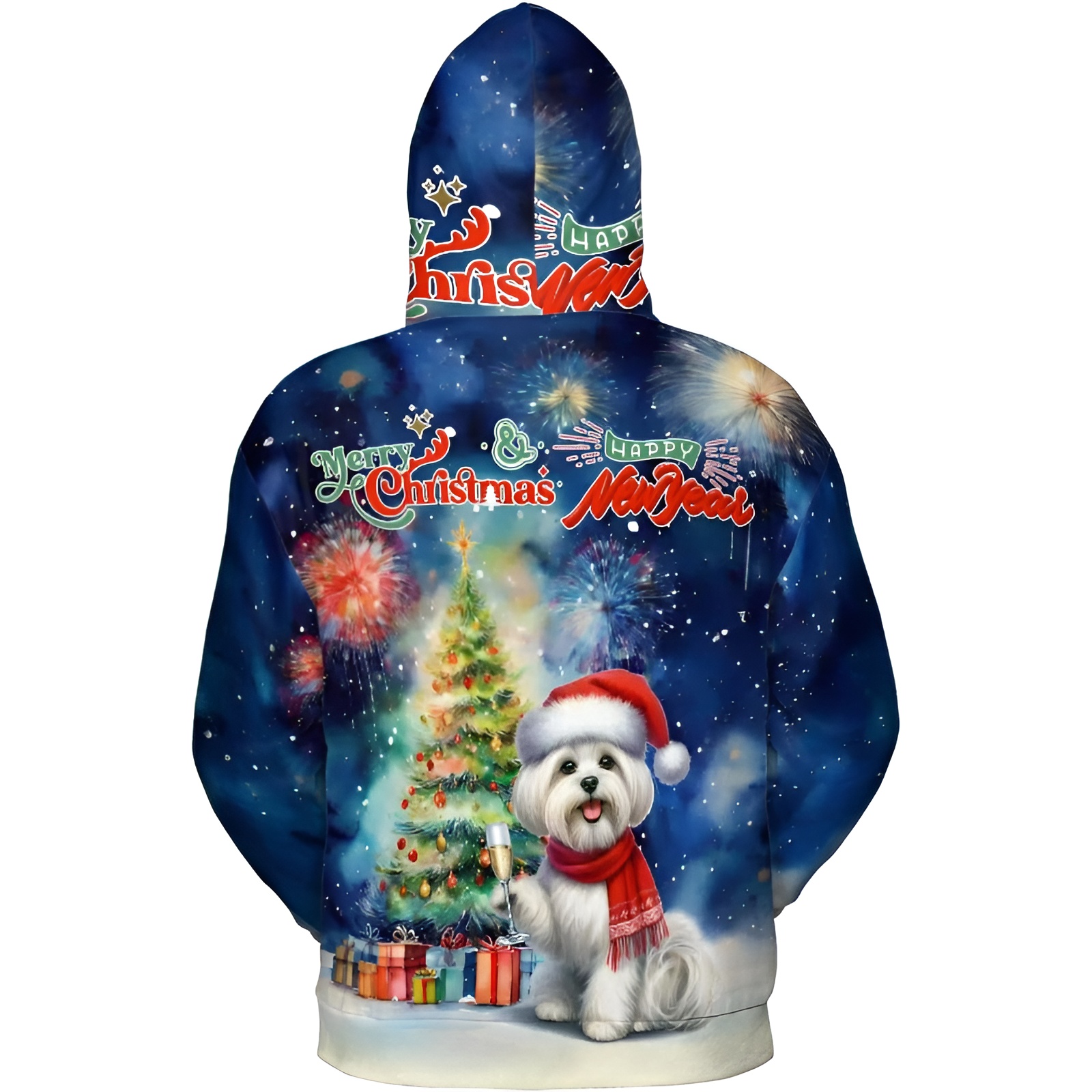 Christmas New Year Santa Dog Holiday Hoodie