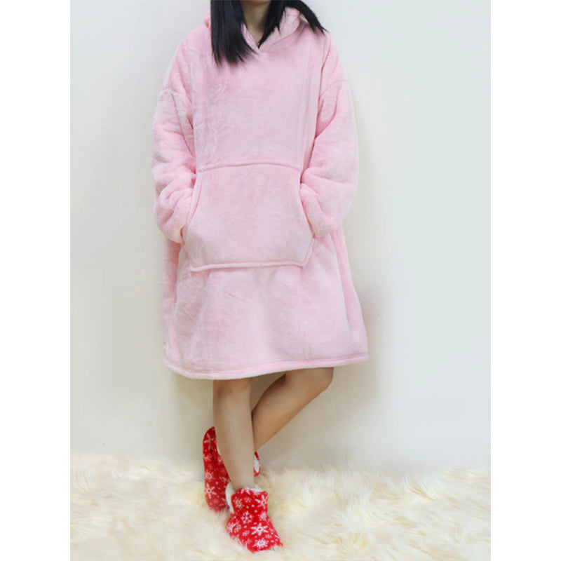 Solid Oversized Fleece Wearable Blanket Hoodie-Soco Hoodie