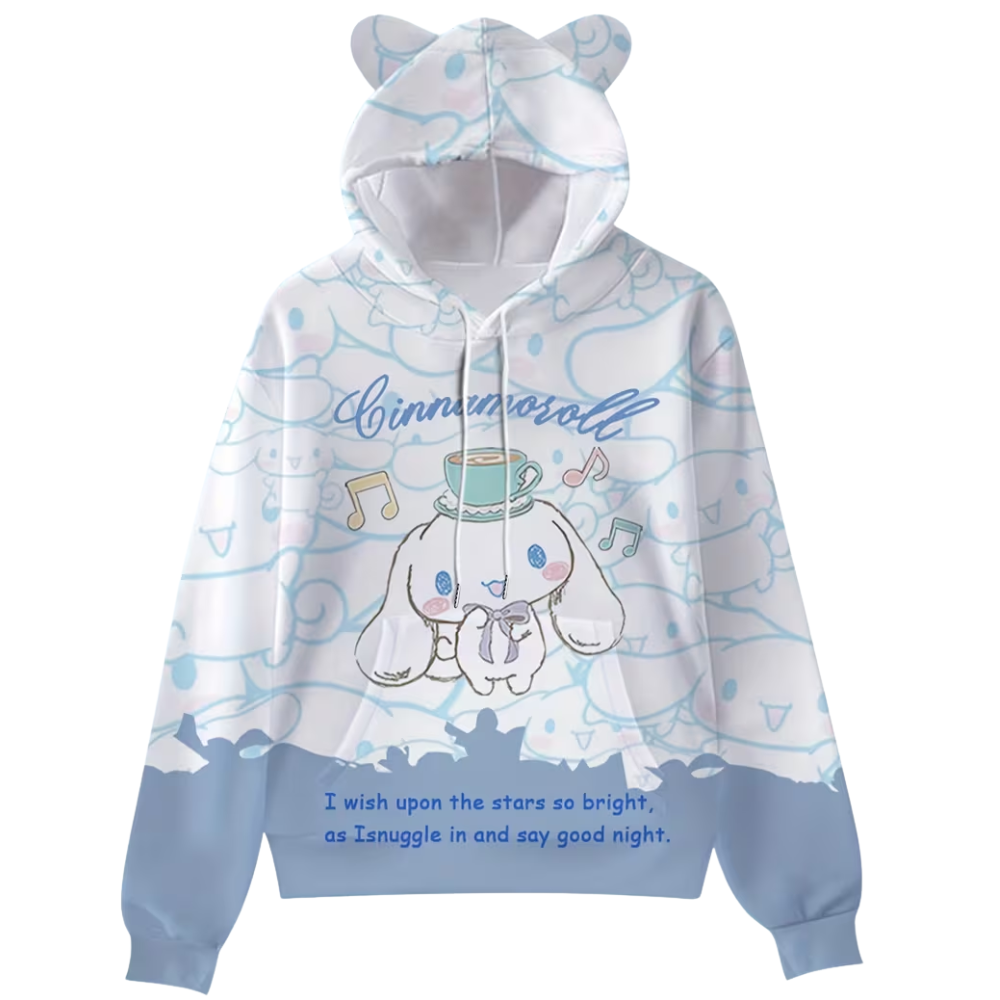 Cartoon Character Hooded Long Sleeve Hoodie For Womens