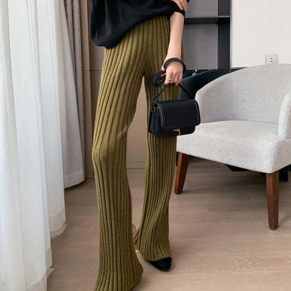 Knitted Wide-Leg High-Waist Pants-Soco Hoodie