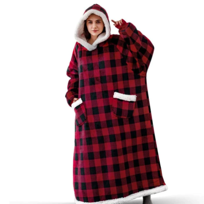 The Long Flannel Blanket Hoodie Oversized Wearable Blankets-Soco Hoodie
