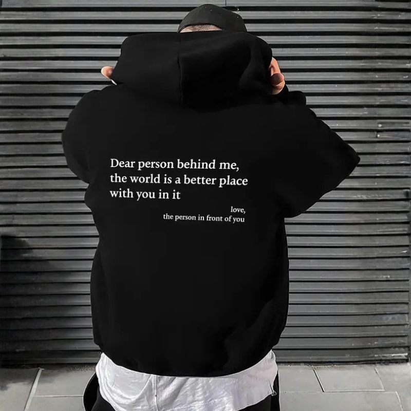 Men's Letter Print Pocket Drawstring Graphic Hoodie,