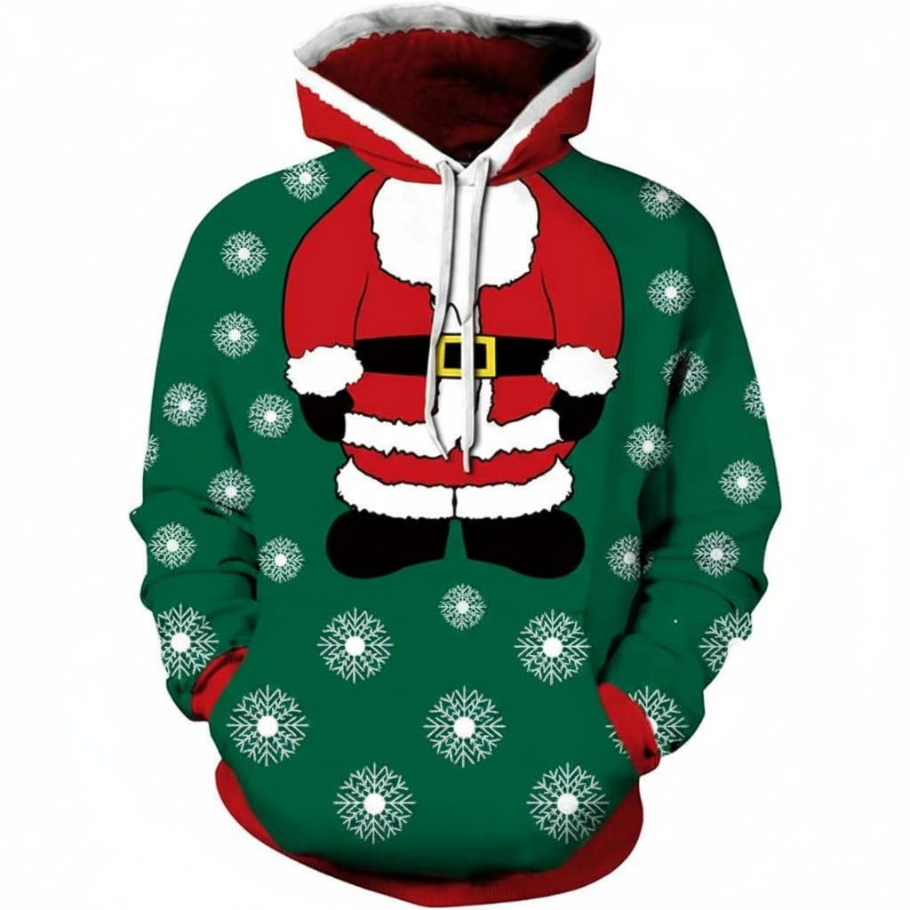 Santa Claus Print Christmas Hoodie