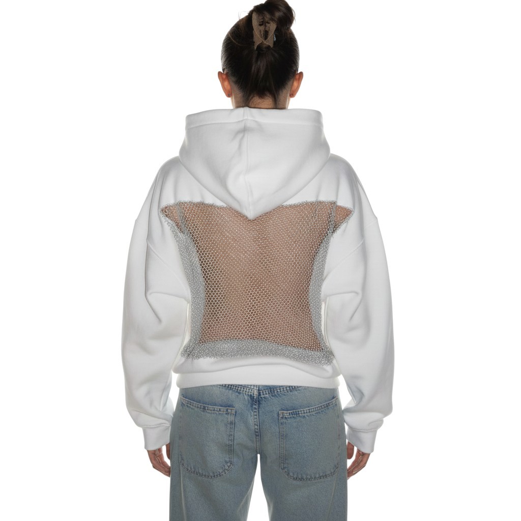 Backless Long Sleeve Gothic Mesh Hoodie For Women