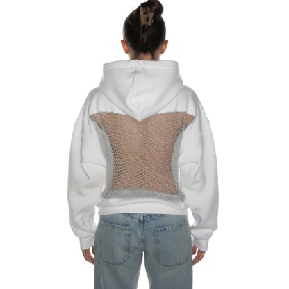 Backless Long Sleeve Gothic Mesh Hoodie For Women