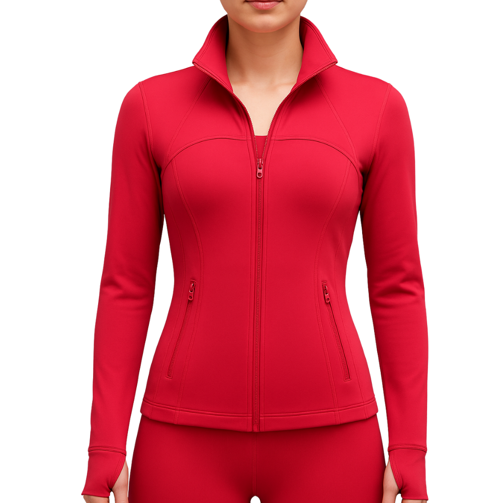 Athletic Zip Jacket With Sculpted Silhouette Dark Pink