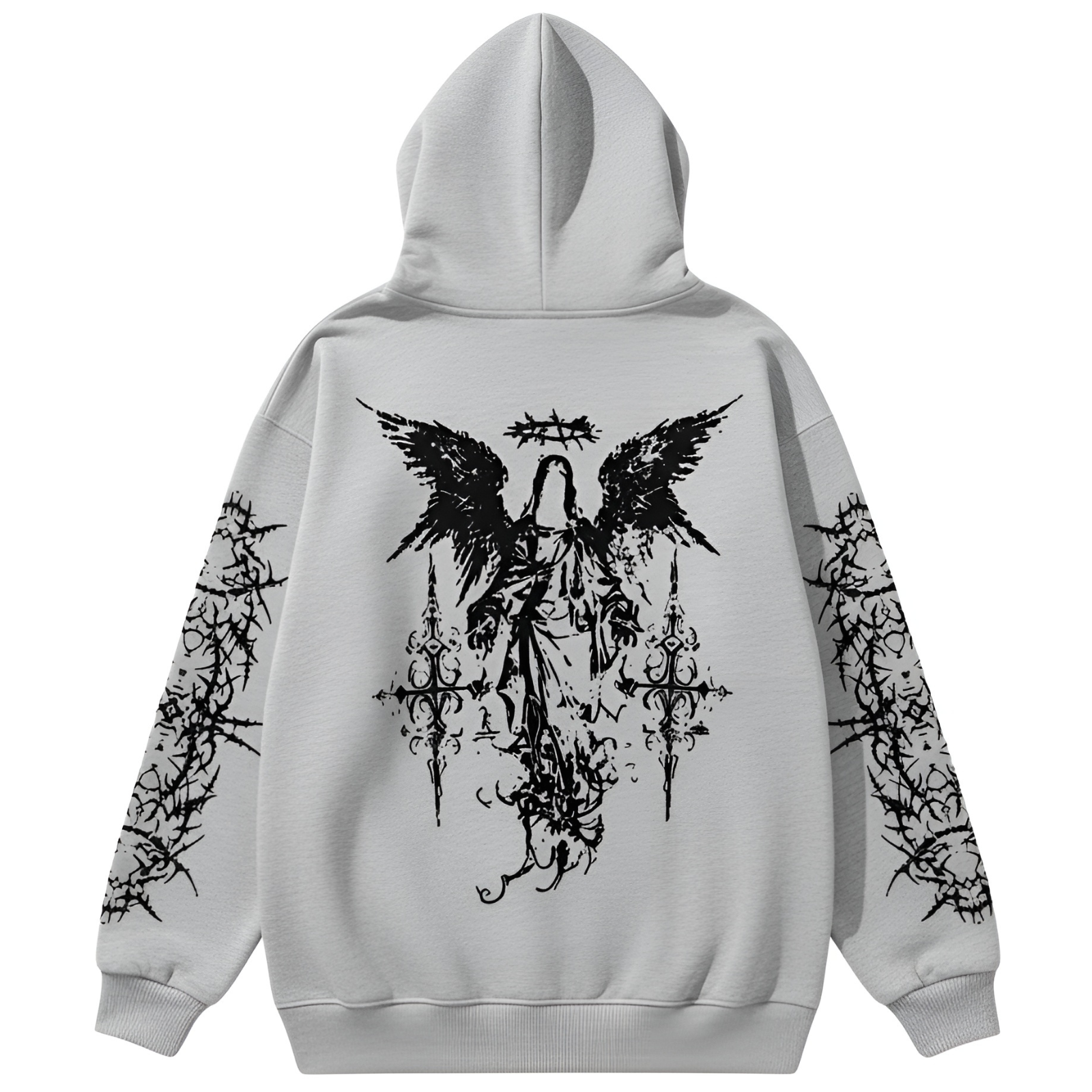 Men Angel Gothic Graphic Print Hoodie