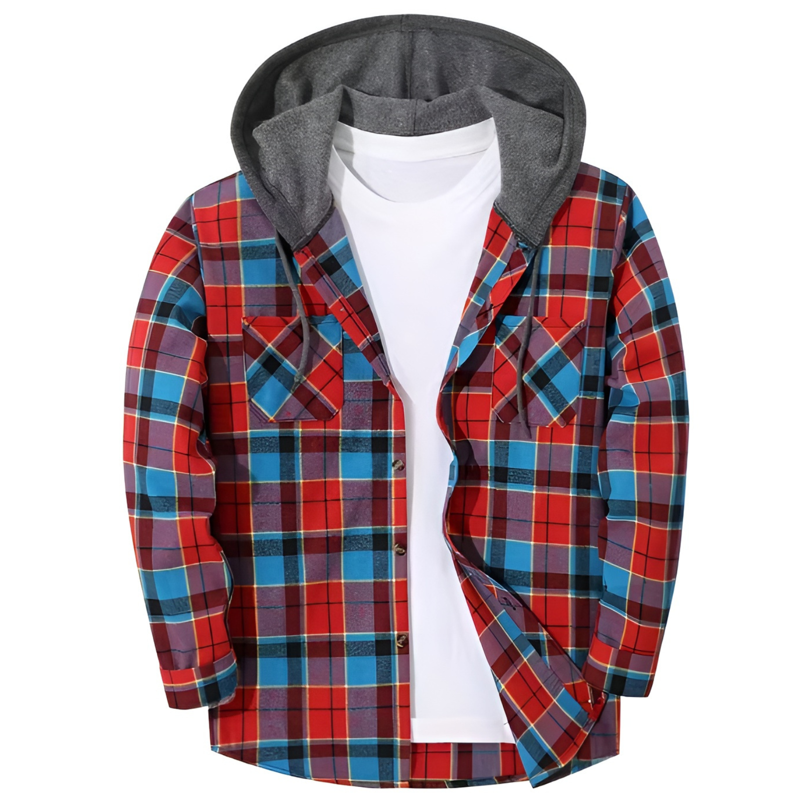 Men Sporty Pullover Button Front Closure Hoodie