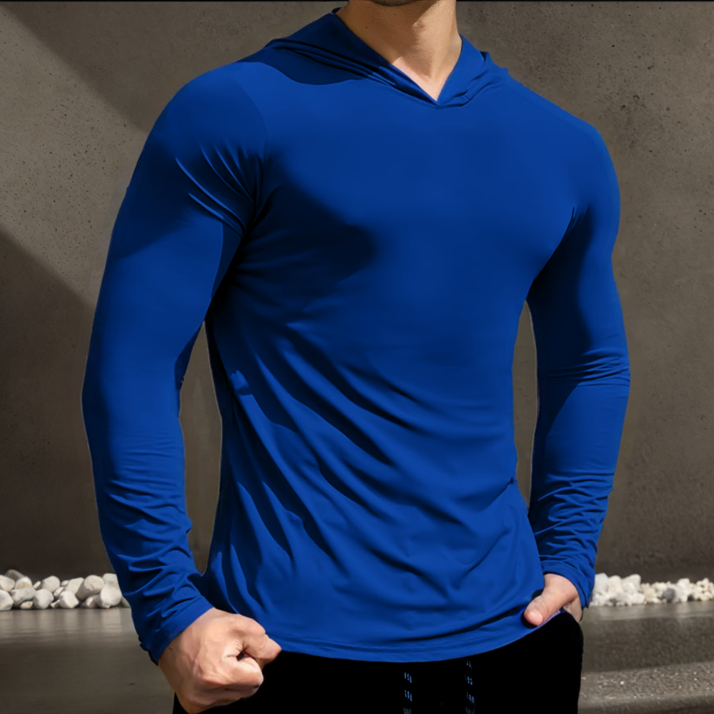 Men Fashion Athletic Long Sleeve Hoodie T-Shirt Workout Pullover Sport Sweatshirt