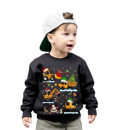 Christmas Excavator Tree Print Sweatshirt For Boys