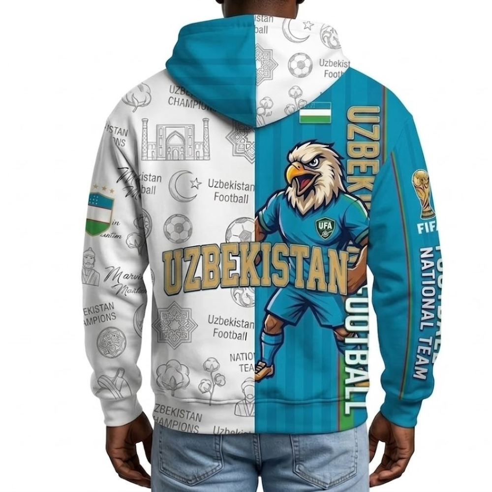 FIFA 2026 Uzbekistan Football Themed All Over Printed Hoodie