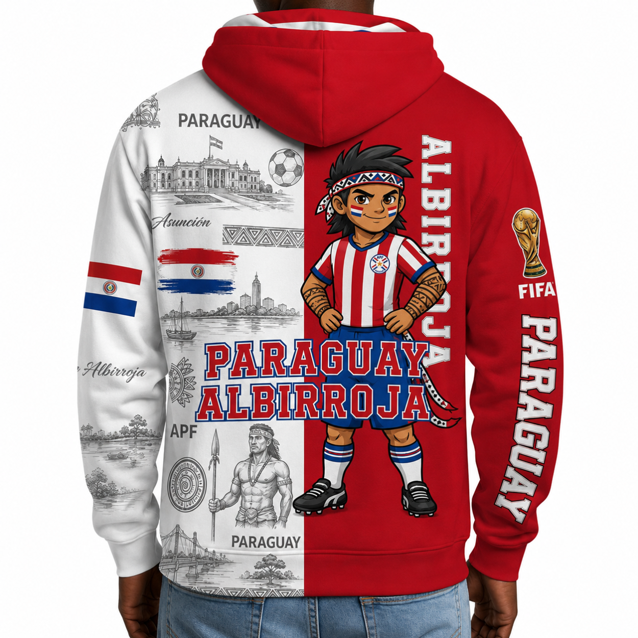 FIFA 2026 Paraguay Football Themed All Over Printed Hoodie