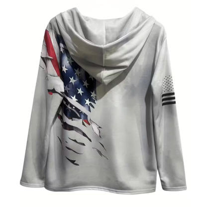 Men Retro Flag Lace Up Hoodie For Streetwear