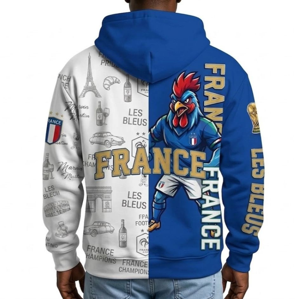 France Football Themed All Over Printed Hoodie