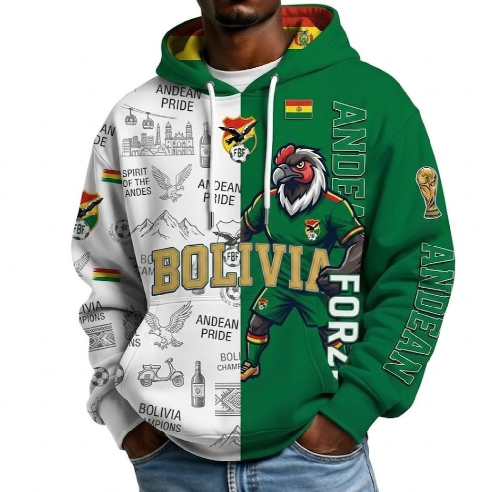 Bolivia Football Themed All Over Printed Hoodie