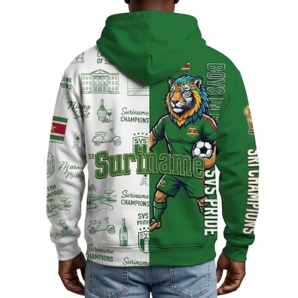 Suriname Football Themed All Over Printed Hoodie