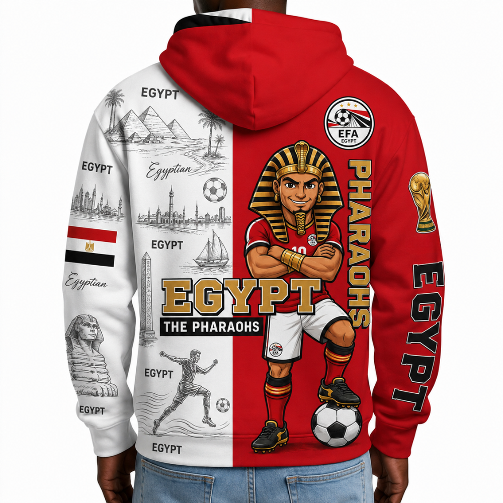 Egypt Football Themed All Over Printed Hoodie