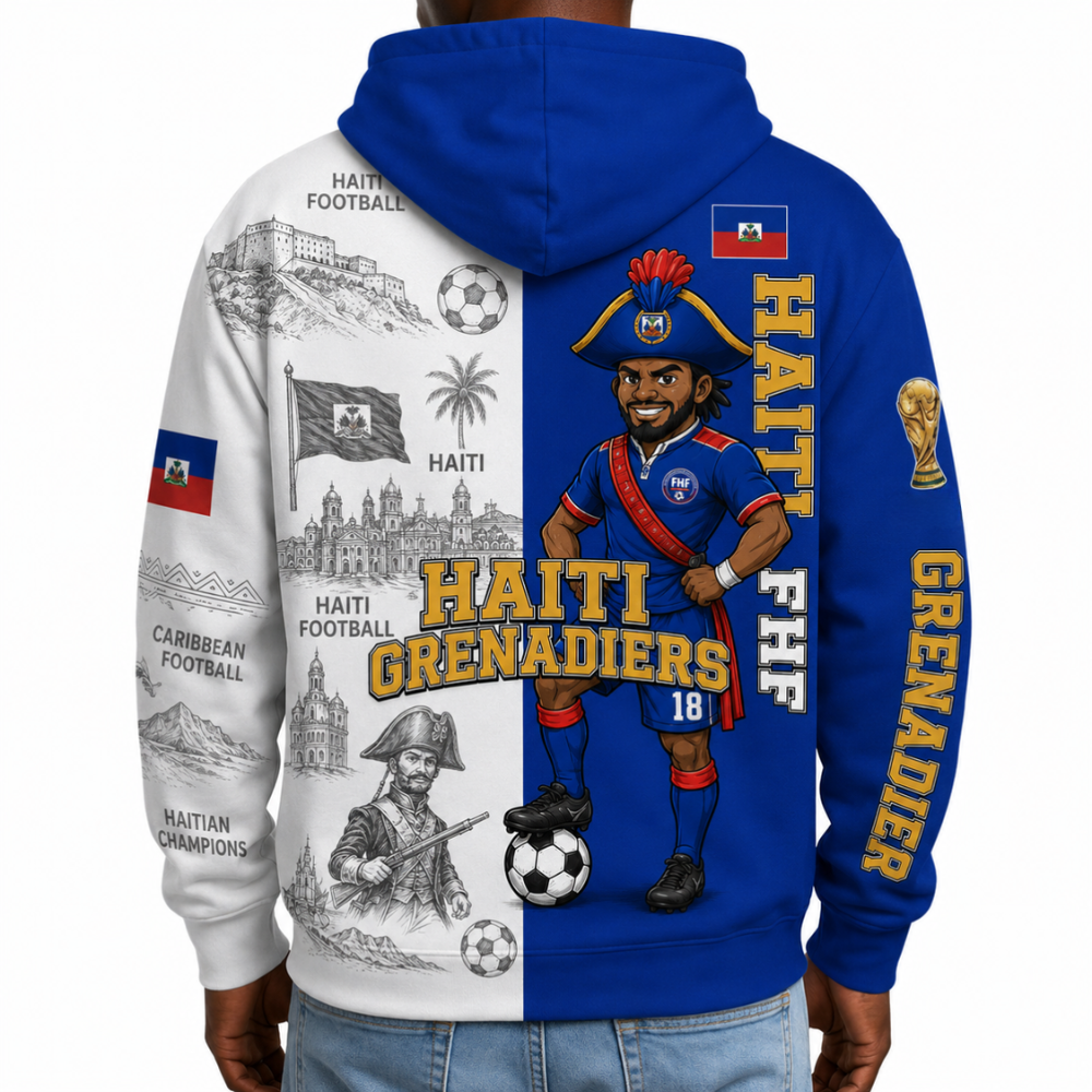 Haiti Football Themed All Over Printed Hoodie