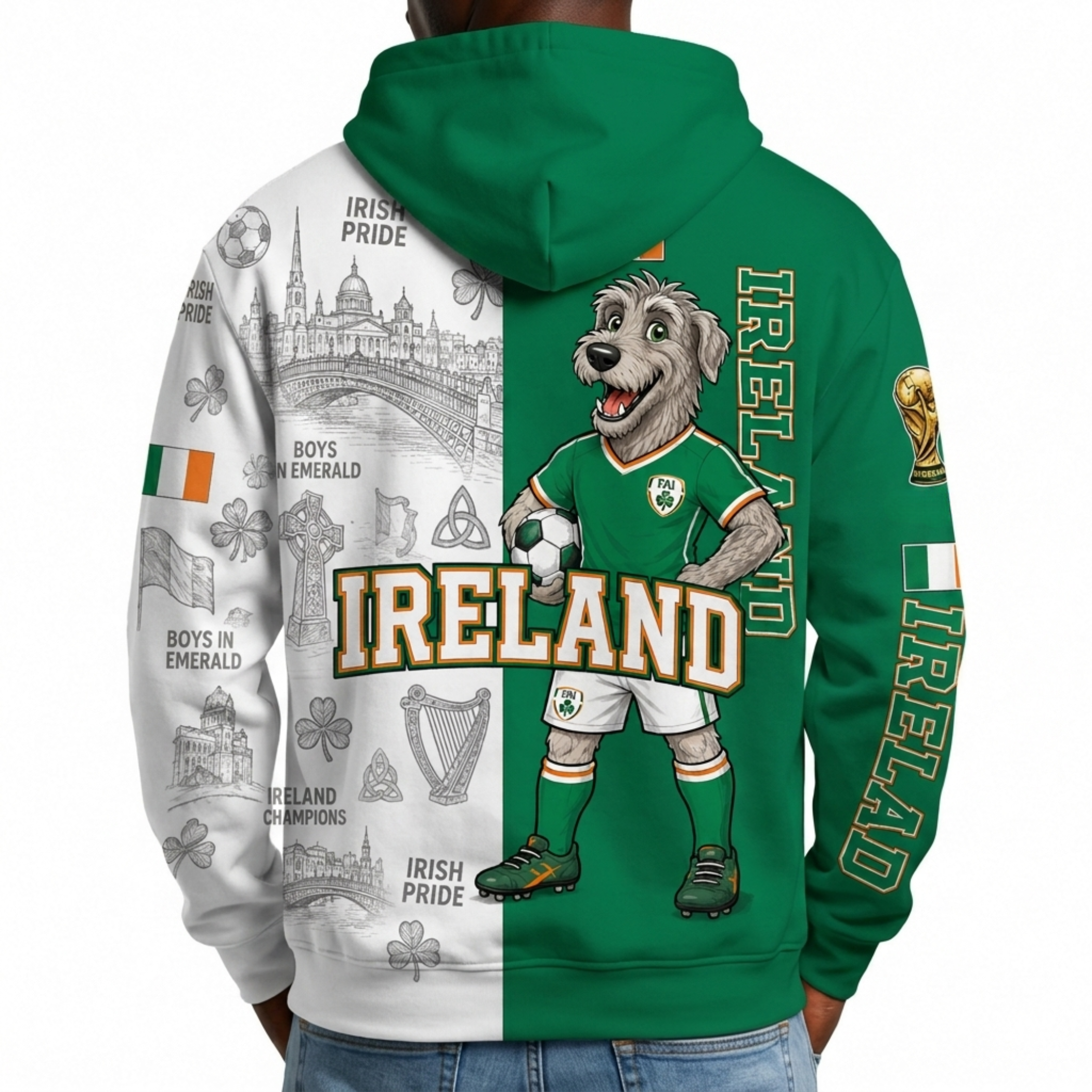 Ireland Football Themed All Over Printed Hoodie