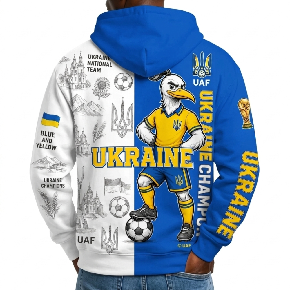 Ukraine Football Themed All Over Printed Hoodie