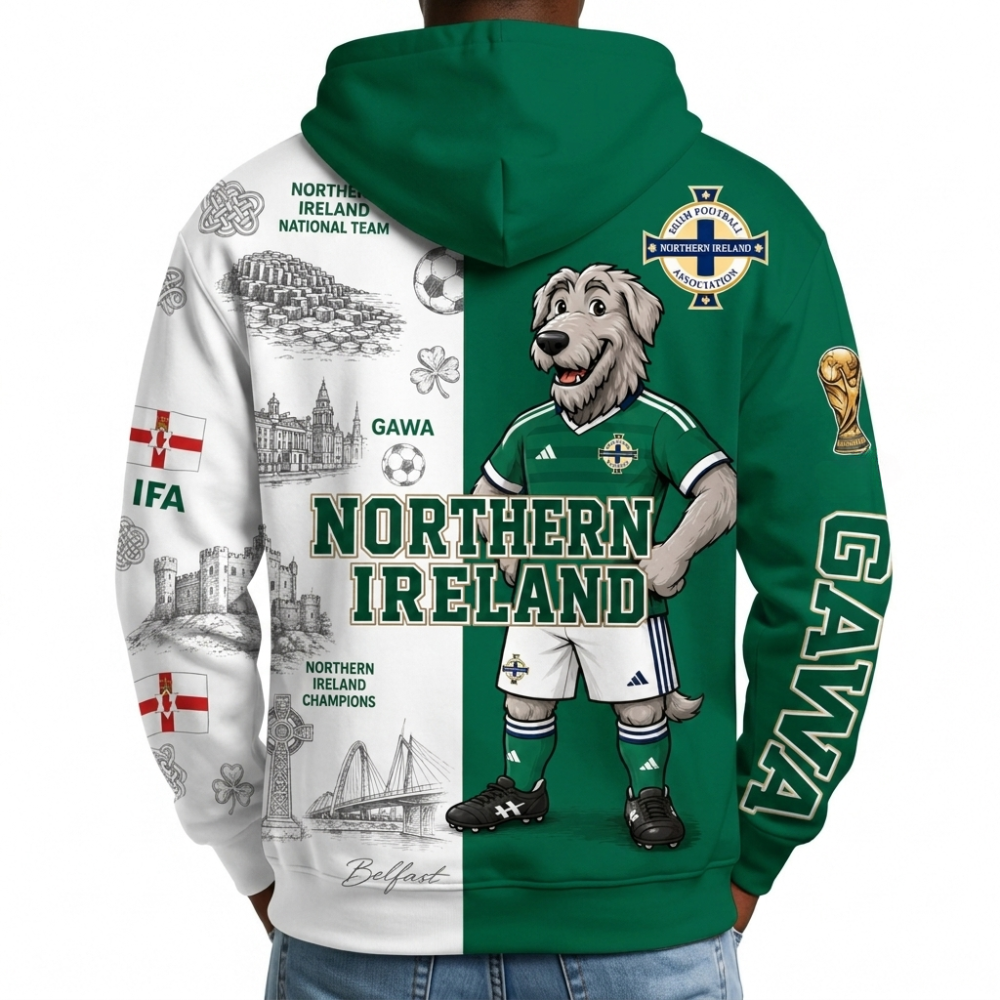 Northern Ireland Football Themed All Over Printed Hoodie
