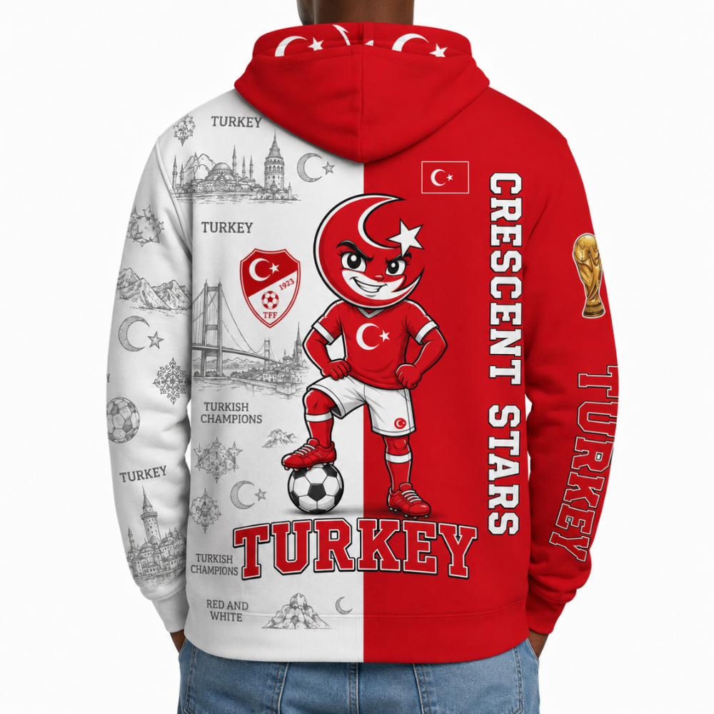 Turkey Football Themed All Over Printed Hoodie